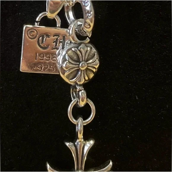 Chrome Hearts CH Silver Triple Cross Rosary Style Necklace Gothic Cross Pendants - Picture 7 of 14